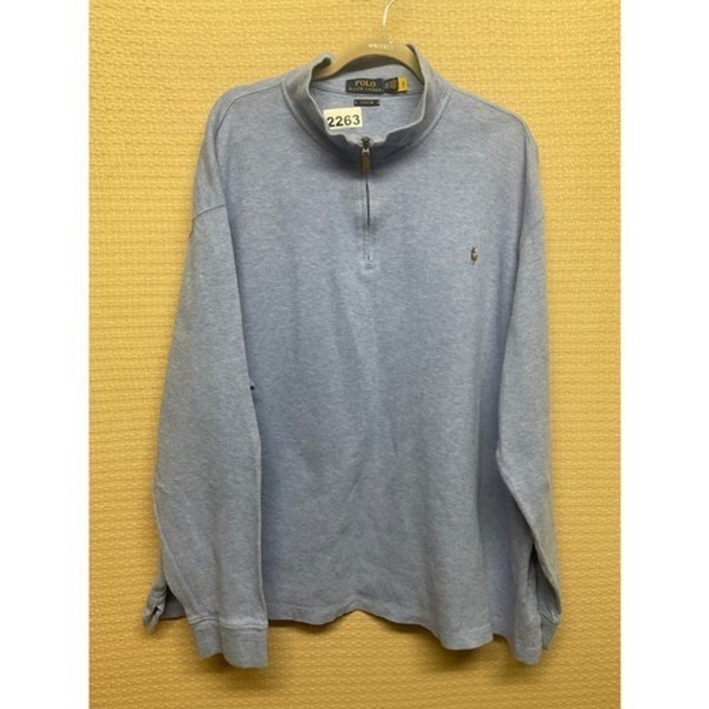 Polo Ralph Lauren Estate Rib Blue 1/3 Zip MockNeck Sweater Men‎ Plus Size 2XB